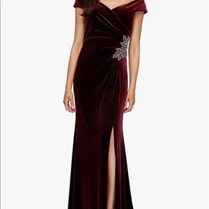 COPY - Alex Evenings Off the Shoulder Velvet Gown